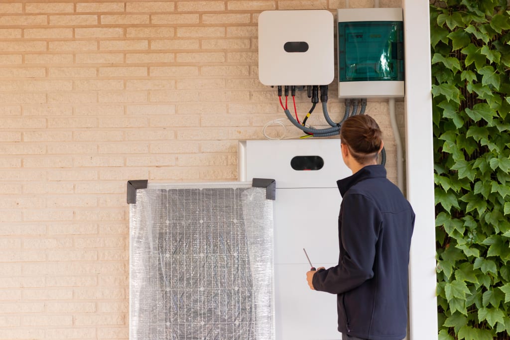 Installateur die thuisbatterij installeert