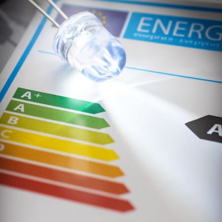 Lamp licht op een energielabel