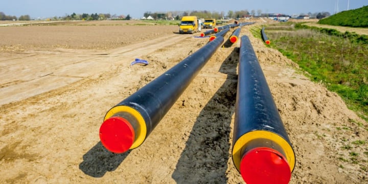 Aanlegging van een warmtenet in een zandvlakte